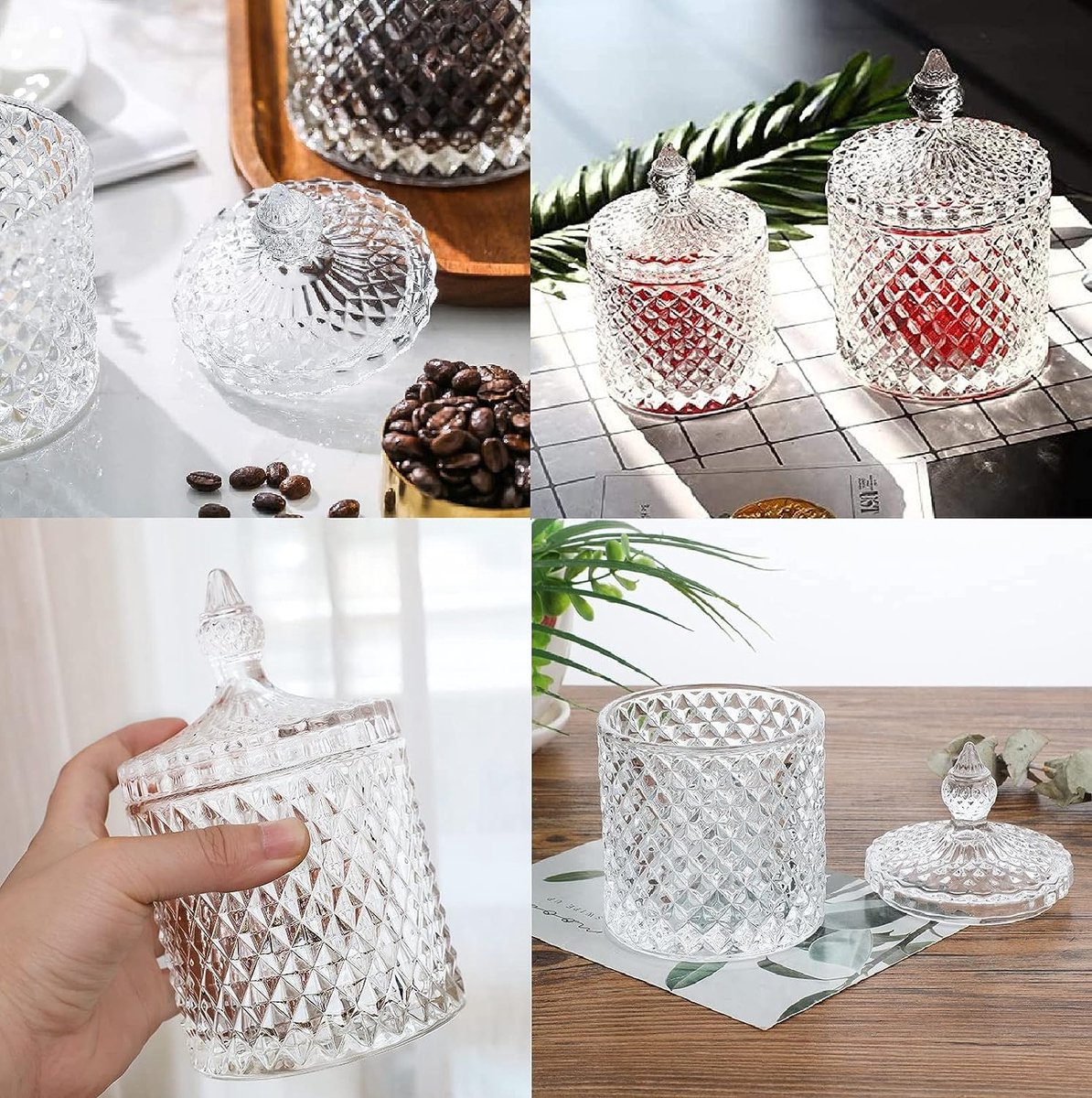2x Verres à Bonbons En Verre 16 Cm - 1500 Ml - Boîtes De Conservation