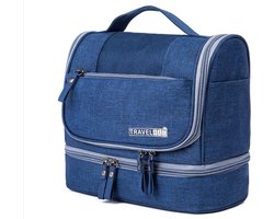 CYBERNOVA Toilettas, goed verdeelde toilettas voor reizen, waterdichte cosmetische organizer grote kit, accessoires mesh zakken, compacte toilettas, perfect voor mannen en vrouwen, Blauw, large