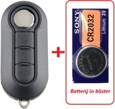 Autosleutel 3 knoppen klapsleutel + Batterij CR2032 geschikt voor Fiat sleutel / Fiat sleutelbehuizing / Fiat autosleutel.