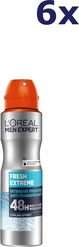 L’Oréal Paris Men Expert Fresh Extreme 48H Deodorant Spray - 6 x 150 ml - Voordeelverpakking - L’Oréal Paris Men Expert