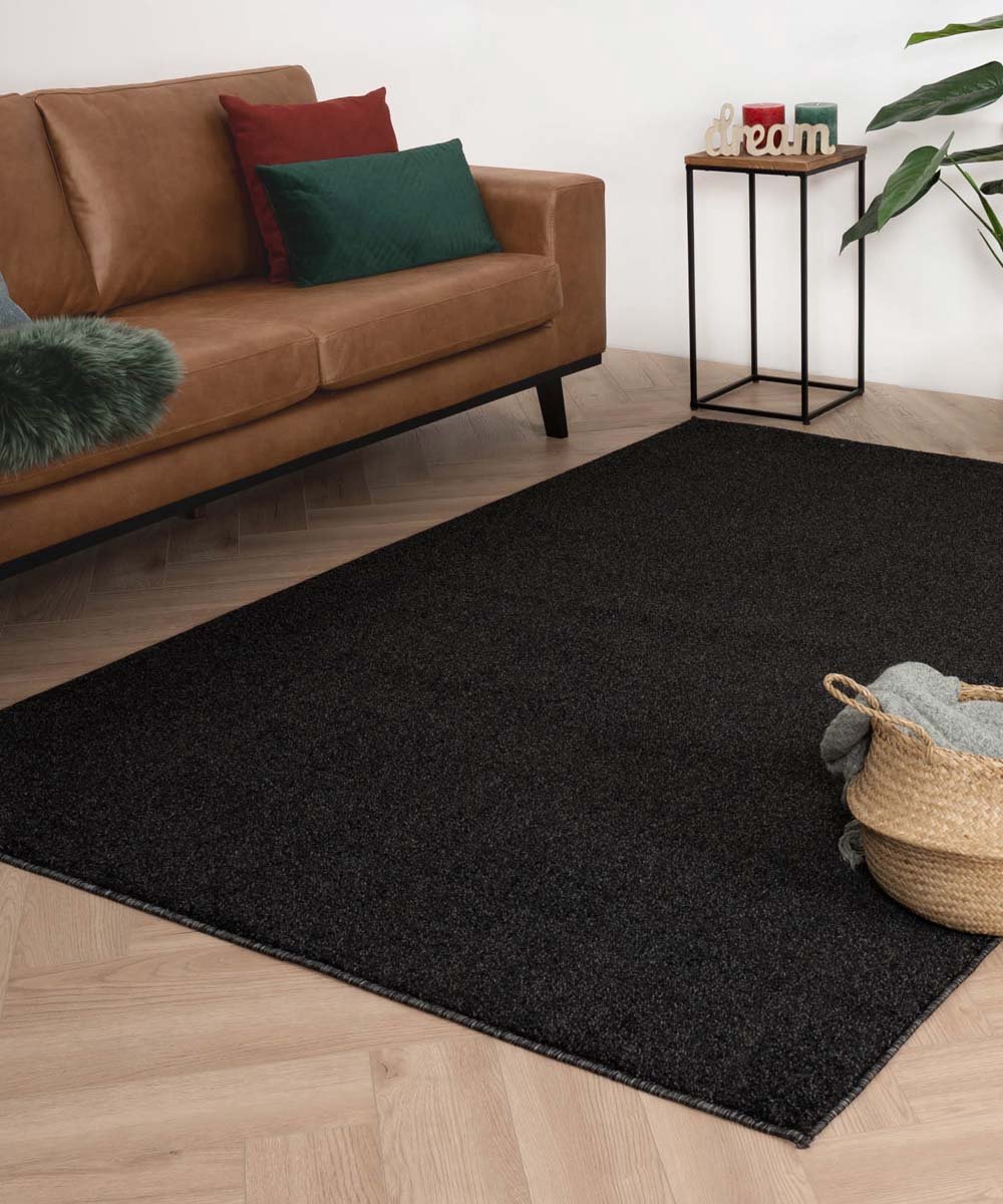 Laagpolig vloerkleed vierkant - Fine antraciet 140x140