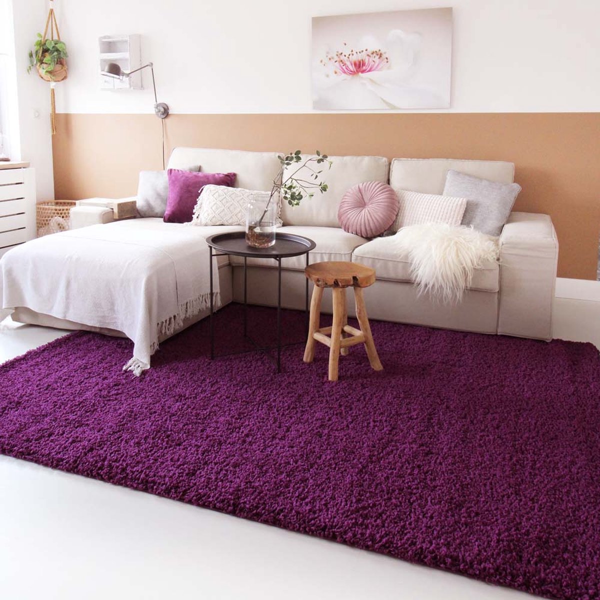 Hoogpolig vloerkleed - Shaggy Trend paars 80x150