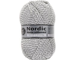 Nordic Noorse Sokkenwol - Lammy Yarns - Nordic - Kleur 001 - Grijs/Wit