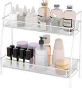 Badkamer Organizer Opslag - 2 Tier Keuken Kruidenrek Badkamer Organizer voor Vanity Cosmetic & Make-up Opslag, Wit