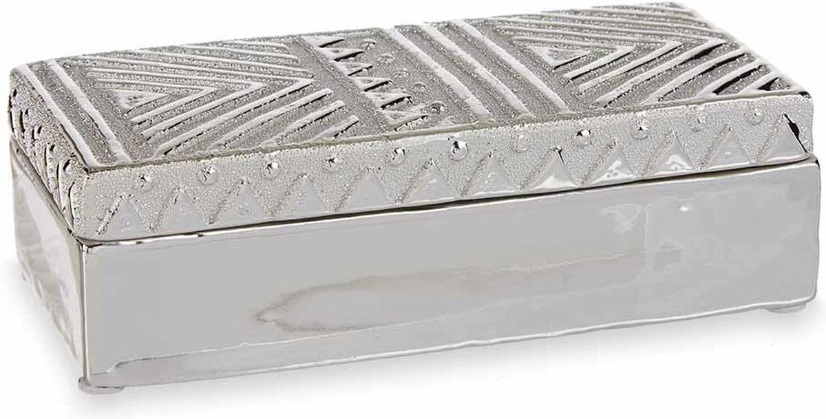 Doos-Juwelenkistje Zilverkleurig Keramisch 10,2 x 6,3 x 20,5 cm (6 Stuks)