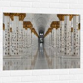 Muursticker - Pilaren met Gouden Details in Witte Tempel - 100x75 cm Foto op Muursticker