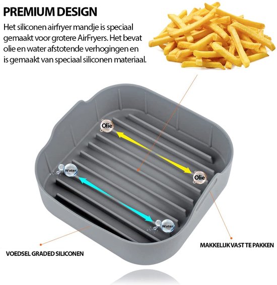 Herbruikbare siliconen airfryer vorm | Grijs