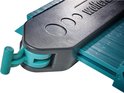 Wolfcraft profielmal met blauwe tandjes en zwarte behuizing met "wolfcraft" logo.