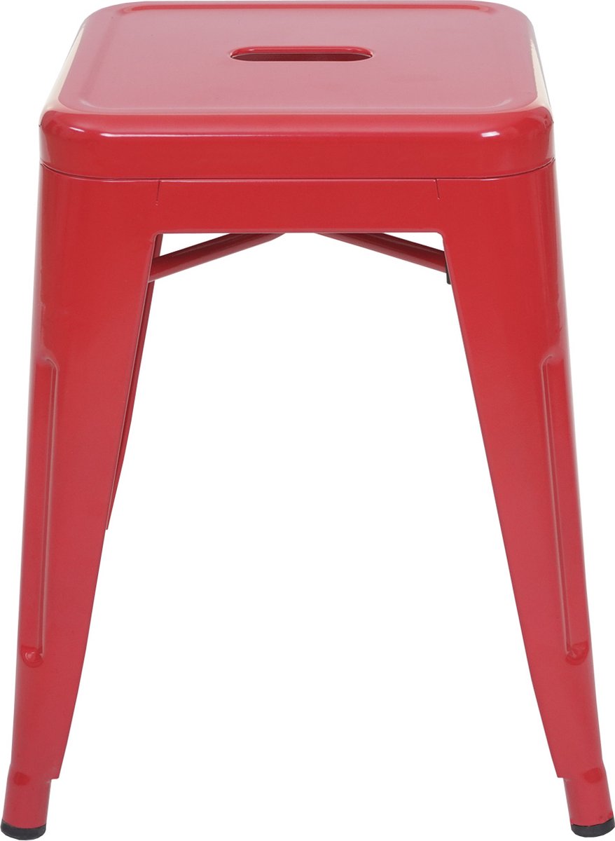 MCW Set van 6 krukken MCW-A73, metalen kruk zitkruk, metalen industrieel ontwerp stapelbaar ~ rood