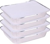 Elite Meal prep voedsel bewaar bakjes - Aluminium - 4x - 33 x 25 x 5 cm - met deksel