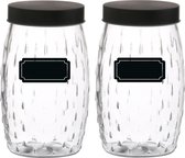 Pot de conservation/pot de conservation Mora - 4x - 2L - verre - noir - avec étiquettes