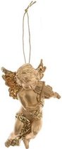 Gouden engel met viool kerstversiering hangdecoratie 10 cm