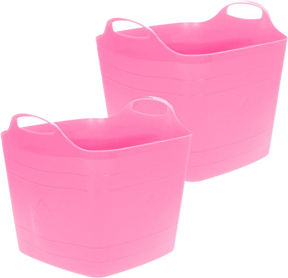Goedkoopste Excellent Houseware Flexibele emmer - 2x - roze - 15 liter - kunststof - vierkant - 30 x 29 cm