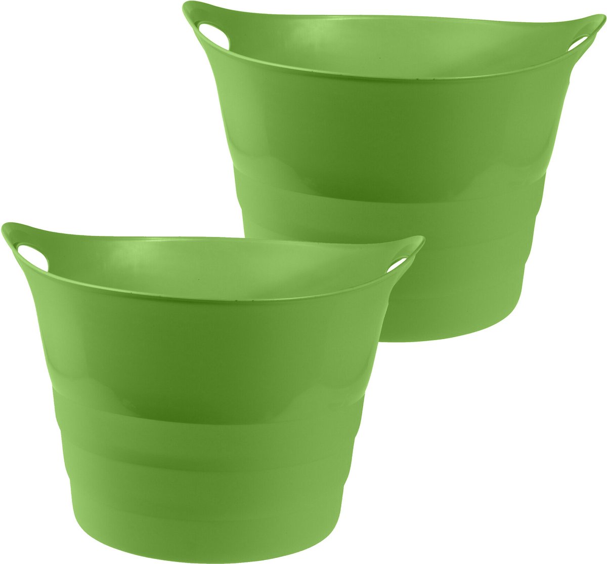 Goedkoopste Excellent Houseware Flexibele emmer - 2x - groen - 43 liter - kunststof - 45 x 38 cm