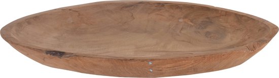Boltze Bowl Teak (decorative pot in brown, teak, 30 x 30 x 9 cm bowl, round) 3245300