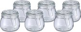 Zeller Voorraadpot/bewaarpot Alfie - 6x - 500 ml - glas - beugelsluiting - D11 x H11 cm