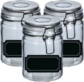Weckpotten/inmaakpotten - 4x - 250 ml - glas - met beugelsluiting - incl. etiketten