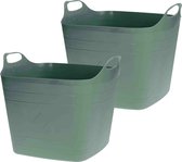 Excellent Houseware Flexibele emmer - 2x - groen - 15 liter - kunststof - vierkant - 30 x 29 cm