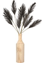 Decoratie pampasgras pluimen in houten vaas - zwart - 98 cm - Tafel bloemstukken