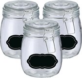 Weckpot/inmaakpot - 4x - 750 ml - glas - met beugelsluiting - incl. etiketten