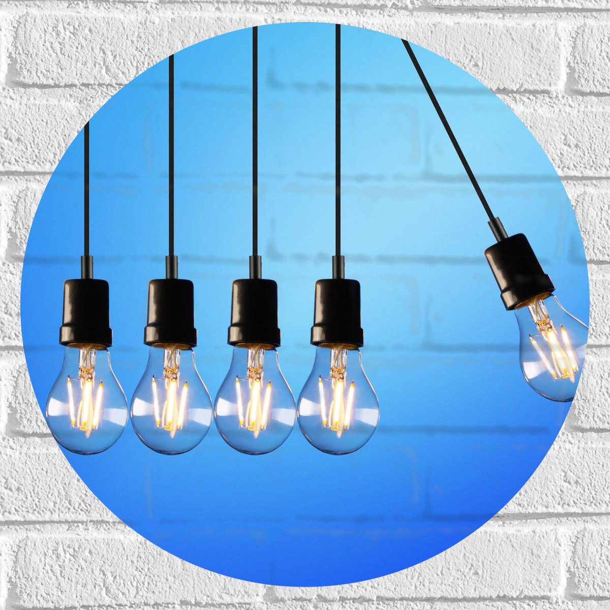 Muursticker Cirkel - Gloeilamp - Verlicht - Hangen - 50x50 cm Foto op Muursticker