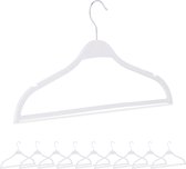 Relaxdays kledinghanger stro - set van 10 - kleerhangers - wit - dun - antislip - smal