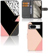 GSM Hoesje Google Pixel 8 Bookcase Black Pink Shapes