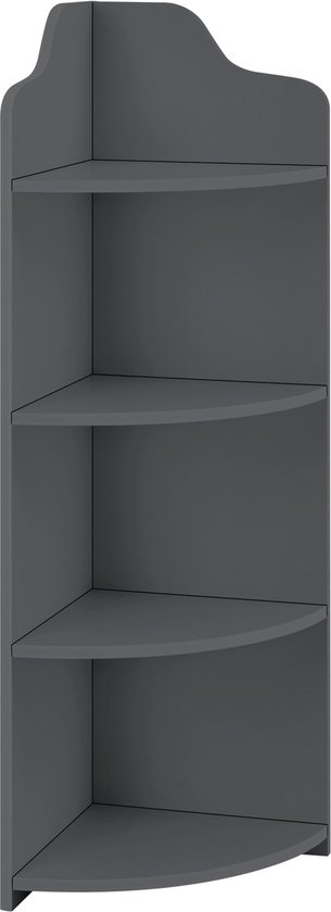 Hoekkast Nilo - Met 4 Vakken - 90x28x28 cm - Donkergrijs - Stijlvol Design