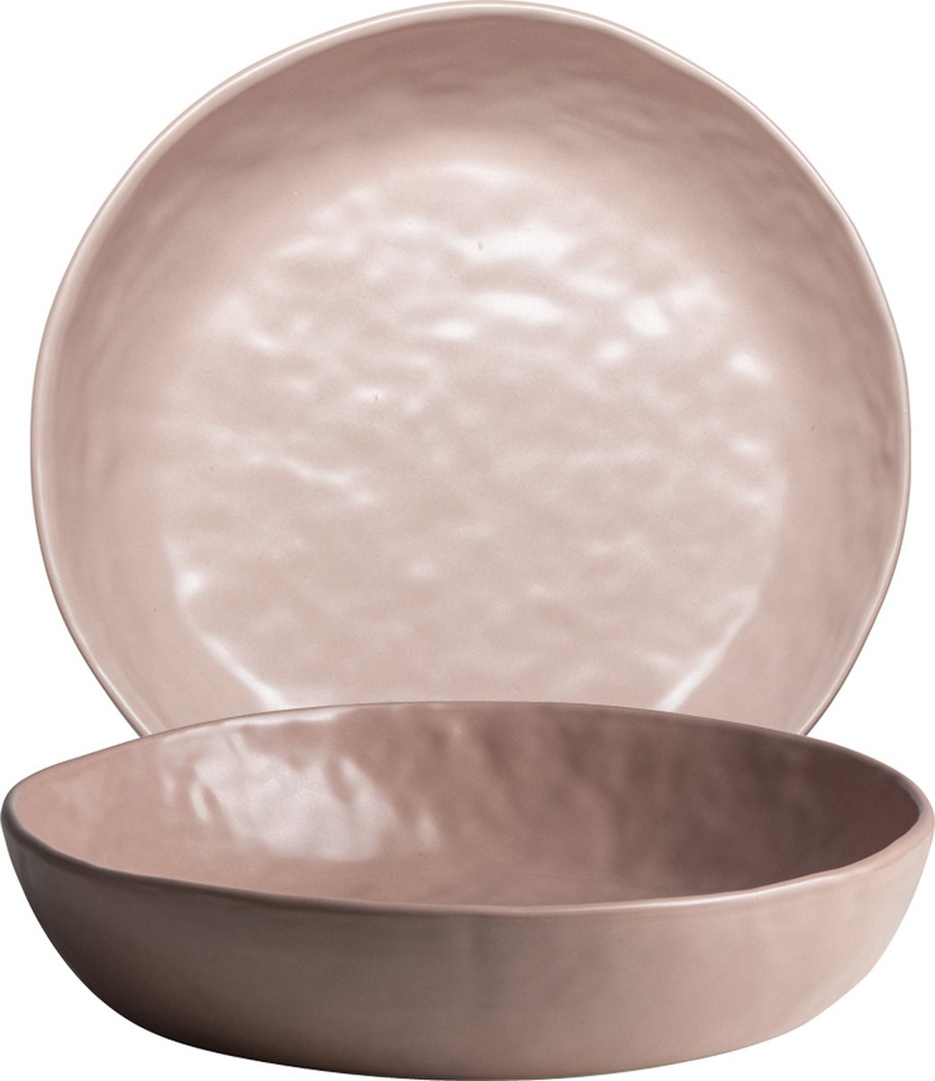 Gusta Schaal Set 2 stuks Ø20,8X4 cm Roze Table Tales Freckle