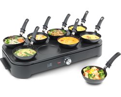 FRITEL Gourmet Wok Pancake GWP 2560 - Wokset / Pannenkoekenmaker - Party set - 1500W - 8x15 cm- 1 tot 8 Pers. + 8 Wokpannetjes & Spatels - PFAS-vrij