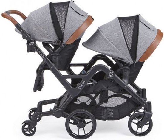 Dubbele kinderwagen contouren curve grijs van Contours — afbeelding 3