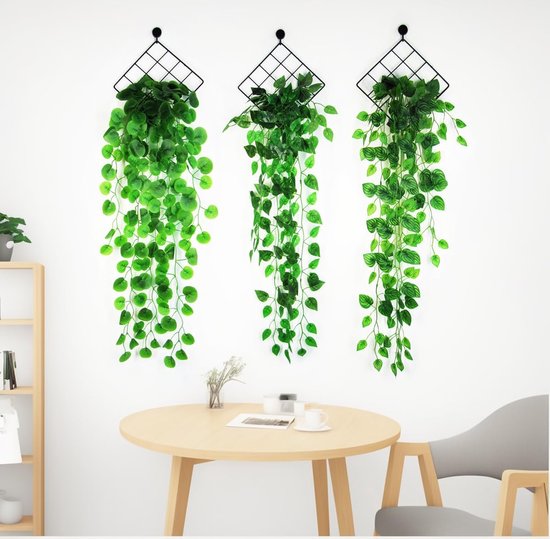 Nepplant, kunstmatige hangplanten, kunstplanten voor gebruik binnenshuis, met metalen planken, nepplanten