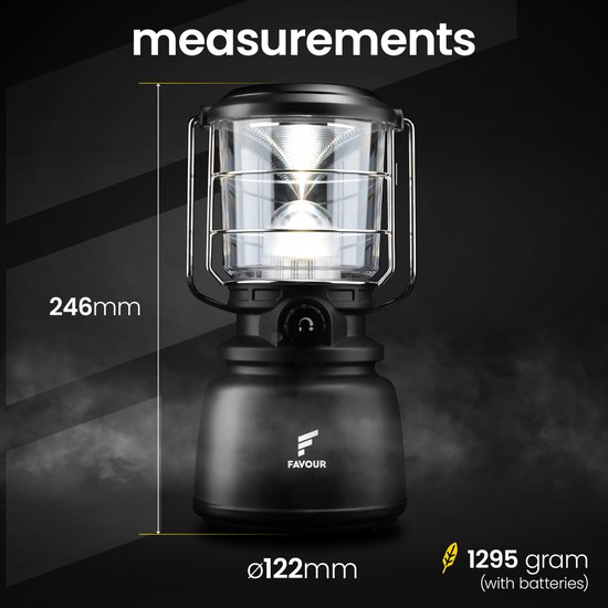 Favour L0944 Retro LED Lantaarn Hoog vermogen 1300 Lumen, Vintage Design, Tuinlantaarn, Camping lamp, Stormlantaarn Kleurtemperatuur instelbaar warm wit tot koel wit, traploos dimbaar incl. Kaarslichtstand van Favour — afbeelding 5