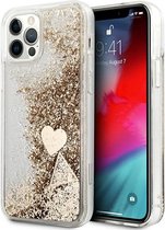 Guess Liquid Glitter Charms Back Case - Geschikt voor Apple iPhone 12/12 Pro (6.1") - Goud