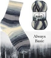 Sokkenwol Nako Boho - Always Basic - Zwart/Grijs