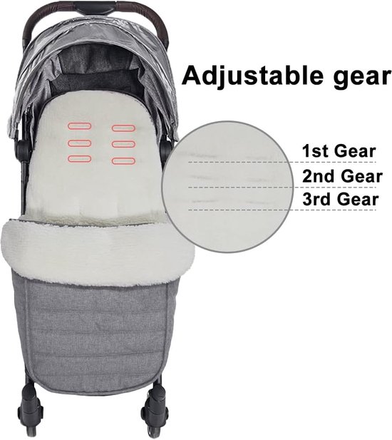 Cosytoes Voetenzak, waterdicht en winddicht, CosyToes fleecevoering, universele pasvorm voor kinderwagen, buggy, zwart (grijs/wit fleece) van Cosytoes — afbeelding 5