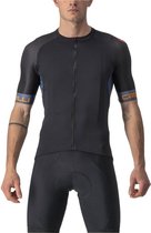Castelli Maillot Cyclisme Manches Courtes Homme Zwart Blauw - ENTRATA VI JERSEY LIGHT BLACK LIGHT STEEL BLUE POP ORANGE-XL