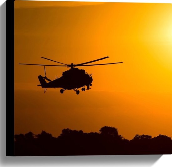 Canvas - Helikopter - Vliegen - Rotor - Uitzicht - 40x40 cm Foto op Canvas Schilderij (Wanddecoratie op Canvas)