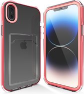Transparant hoesje geschikt voor iPhone X / Xs / 10 hoesje - Roze / Pink hoesje met pashouder hoesje bumper - Doorzichtig case hoesje met shockproof bumpers