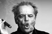 'Wall of Fame Collection- Jack Nicholson smoking'- Kristal Helder Galerie kwaliteit Plexiglas 5mm.- Blind Aluminium Ophang-frame- Fotokunst- luxe wanddecoratie- Akoestisch en UV Werend- inclusief verzending