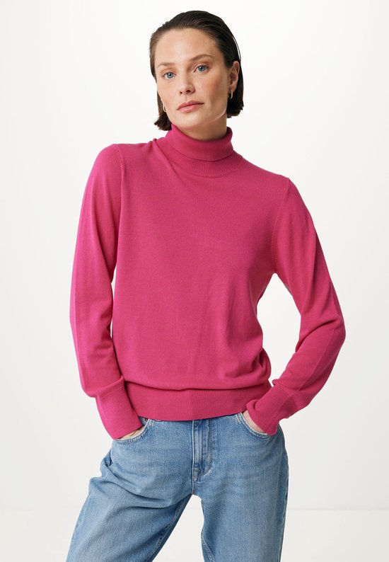 Mexx EMILY Pull Basic en tricot à col roulé pour femme - Fuchsia - Taille L