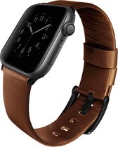 Leren Armband Voor Apple Watch Series 1,2,3,4 & 5 - 42 MM & 44 MM Horloge Band Strap - iWatch Schakel Polsband Leer - UNIQ MONDAIN – BRUIN