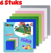Skibby bouwplaat set geschikt voor LEGO - city stenen 32 x 32 noppen - bouwplaat groot city classic - grijs 10701 - blauw 10714 - groen 10700 - wit 11010 - licht groen 11023 - roze - technic - grondplaat - 6 stuks