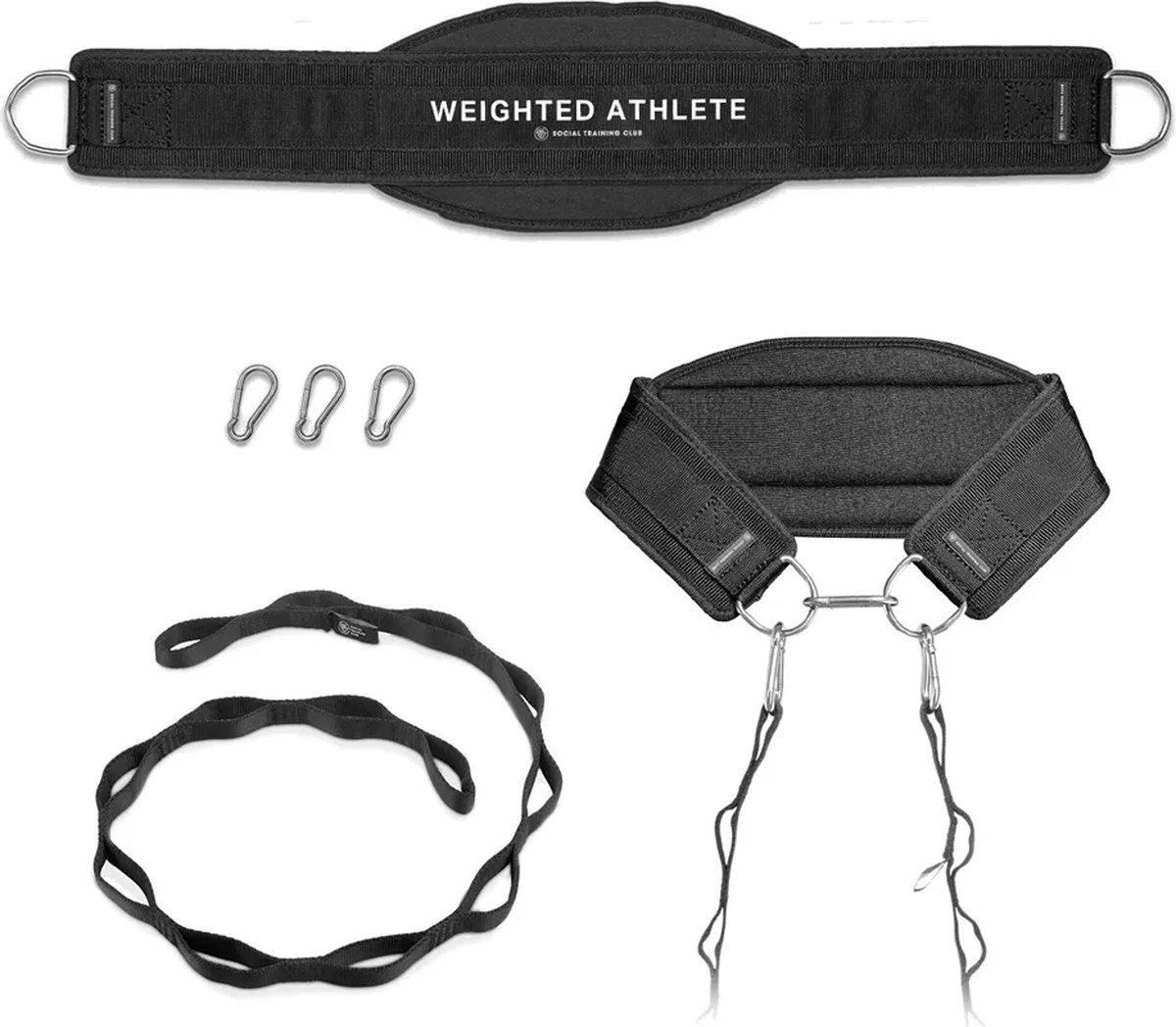 Social Training Club - Dipping belt - Dip belt - Verstelbaar - Advanced weight belt - Calisthenics riem - gewicht riem - nylon riem - 3 carabiners