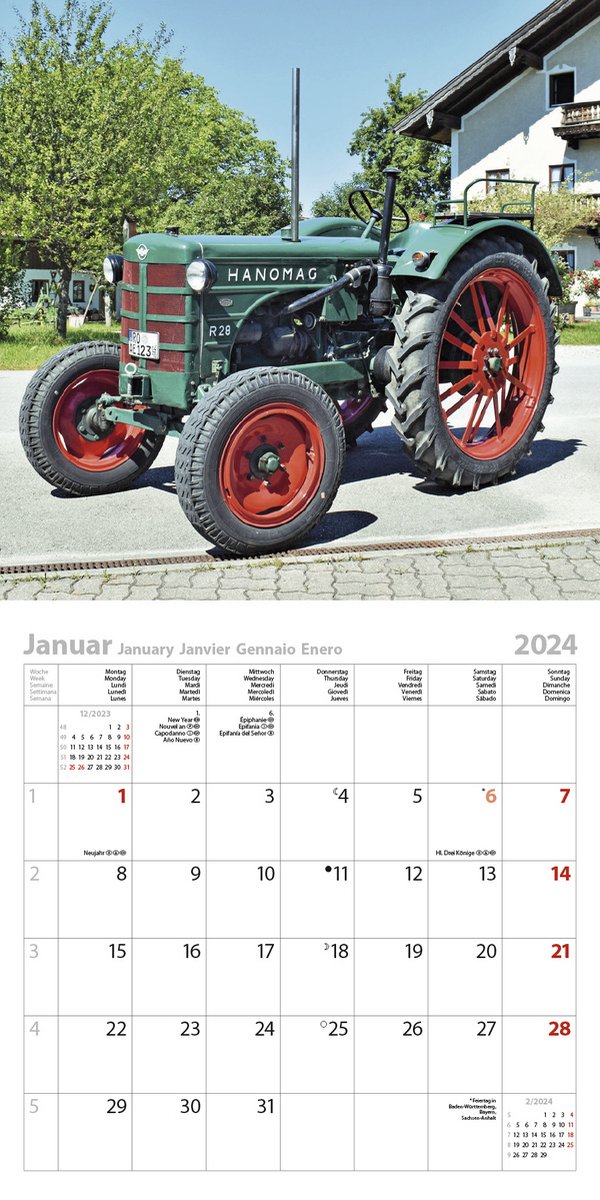 Almanach 2024 - Les fous du tracteur - Agenda/Calendrier