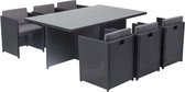 Concept-U - Tafel en stoelen 6 -senter gebouwd -in zwart/grijze hars MIAMI