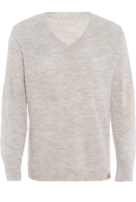 Knit Factory Ilse Knit V-neck Sweater - Pull pour femme en laine - Beige - 36/38