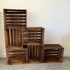 Gloednieuwe fruitkisten/wijnkisten/houten kisten, 50 x 40 x 30 cm, leuke setaanbiedingen, gevlamd, massief en stabiel, ideaal voor meubelbouw, topkwaliteit, set van 4, gevlamd opbergvak kort
