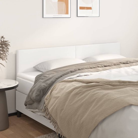 vidaXL Cadre de lit tête de lit - 200 x 5 x 78/88 cm - Simili cuir Wit - Partie de lit