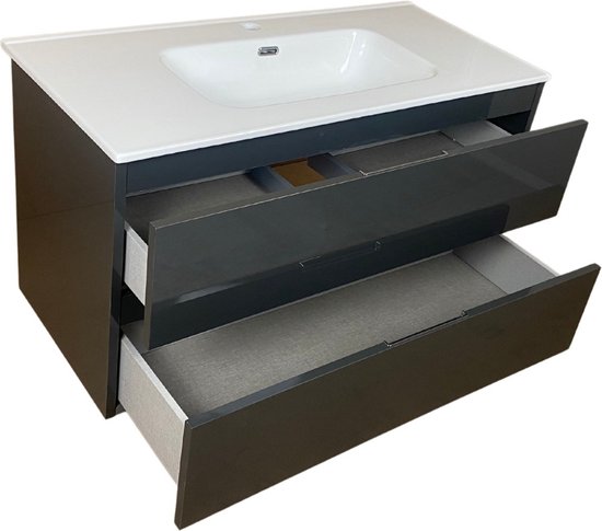 Geberit iCon - Wastafelkast met wastafel, 60x48x63 cm, 2 laden, lava